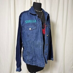 Together!Embroidered Denim + Velvet Jacket - M